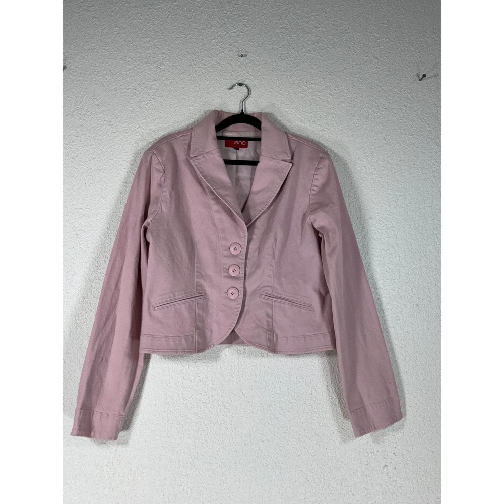 Zinc Pink Cropped Blazer - XL - Button Front Notched Lapel Coquette Preppy Y2K